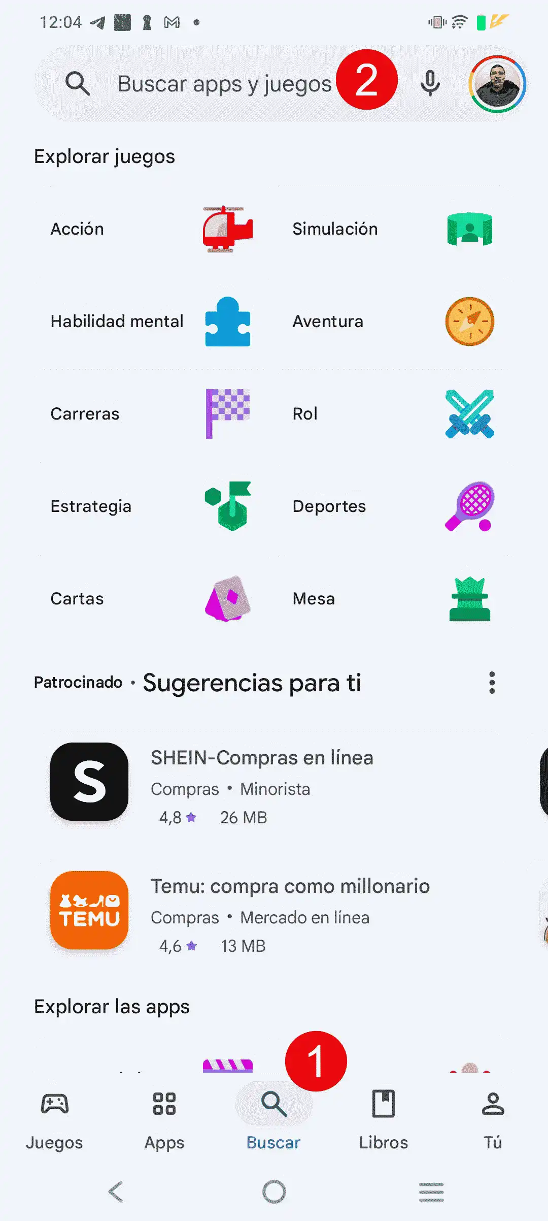Tocar en buscar en Play Store