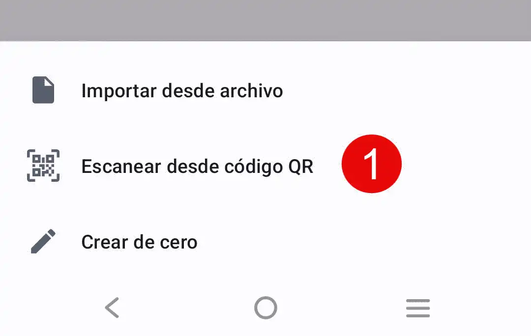 Tocar escanear desde codigo QR
